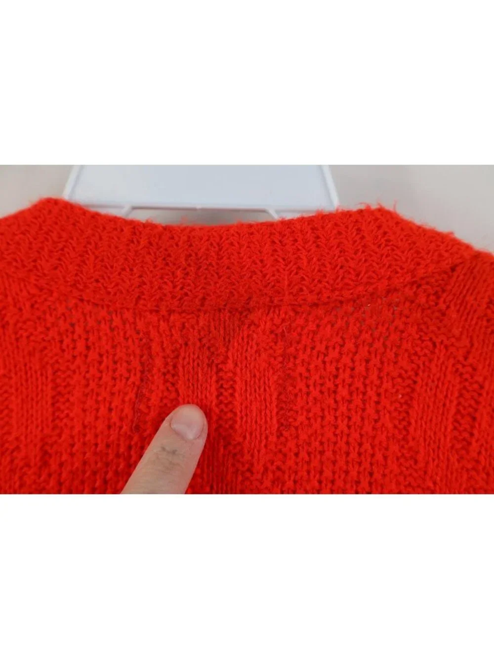 Vintage 70s Streetwear Womens Medium Chunky Knit Open Front Sweater Vest Red USA